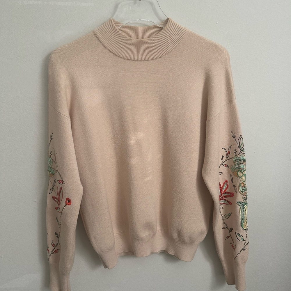 DESIGUAL Embroidered Sweater with sequins on the sleeves